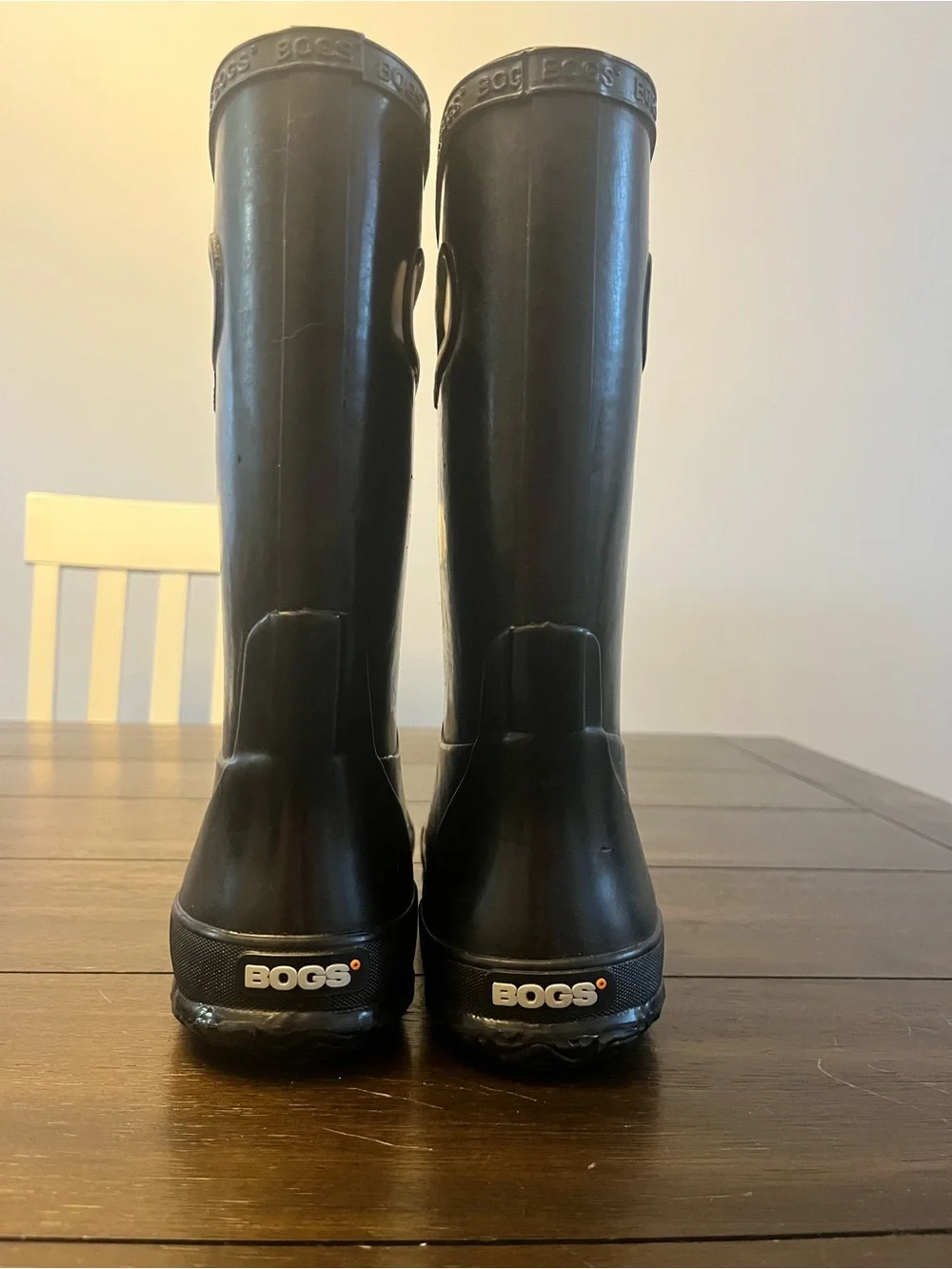 Bogs Kids Black Pull-On Rain Boots with Side Handles